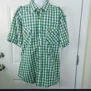 Ablanche green & white check button front shirt